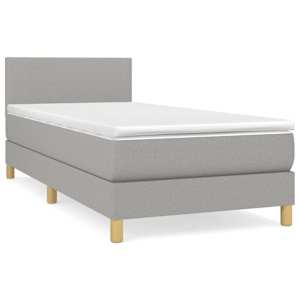 Box spring postel s matrací světle šedý 100 x 200 cm textil - obrázek 2
