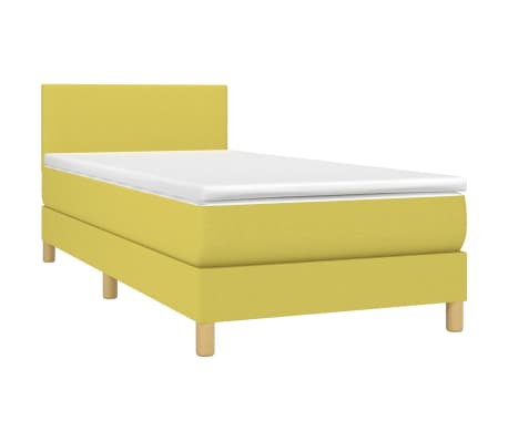 vidaXL Lova su spyruoklėmis ir čiužiniu, žalia, 100x200cm, audinys