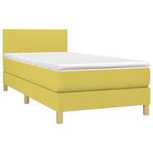 vidaXL Lova su spyruoklėmis ir čiužiniu, žalia, 100x200cm, audinys