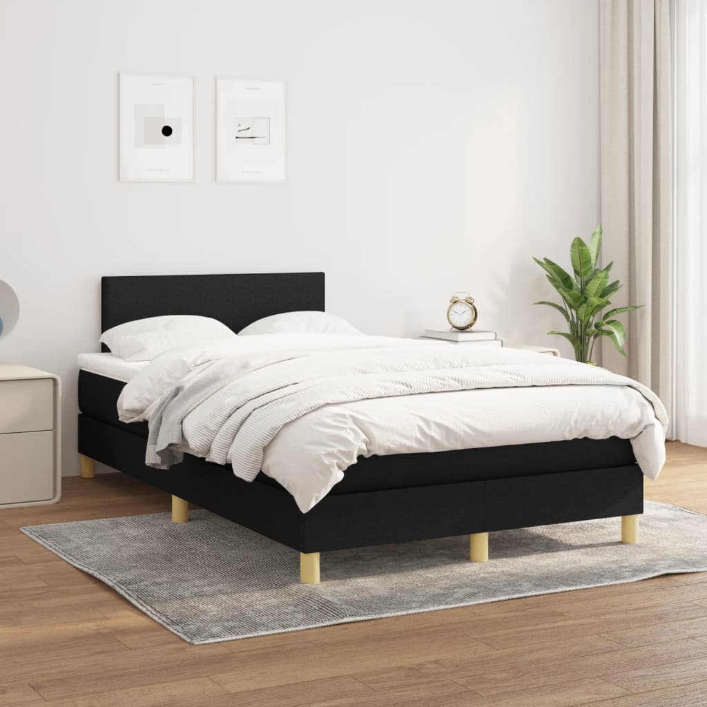 vida XL Boxspringbett mit Matratze Schwarz 120x 200 cm Stoff