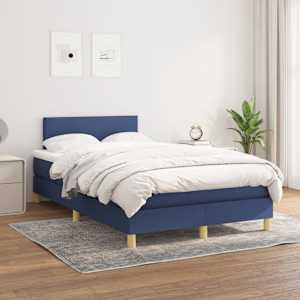 Box spring postelja z vzmetnico moder 120x200 cm blago