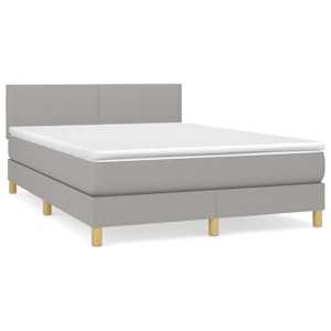 Box spring postel s matrací světle šedá 140 x 190 cm textil - obrázek 2