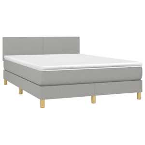 Box spring postel s matrací světle šedá 140 x 190 cm textil - obrázek 3