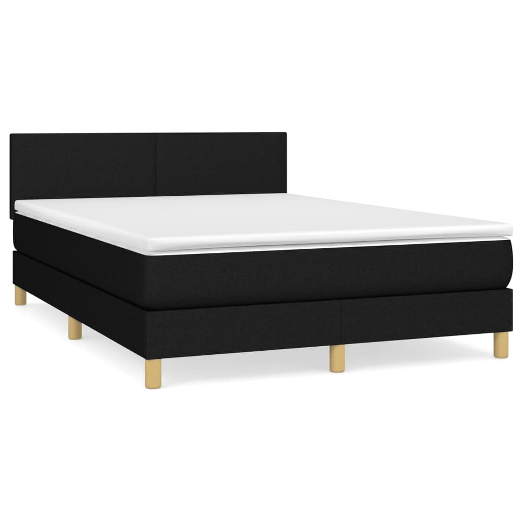 Thumbnail - vidaXL Boxspringbett mit Matratze Schwarz 140x190 cm Stoff