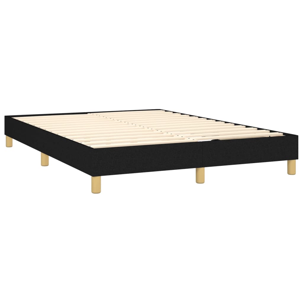 Fekete szövet rugós ágy matraccal 140 x 200 cm 