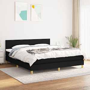 Box spring postel s matrací černá 160x200 cm textil - obrázek 1