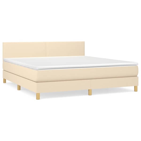 vidaXL kontinentaalvoodi madratsiga, kreemjas, 160x200 cm, kangas