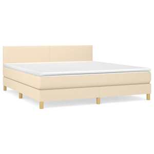 Box spring postel s matrací krémová 180x200 cm textil - obrázek 2