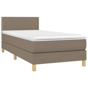 Box spring postelja z vzmetnico taupe 90x190 cm blago - slika 3