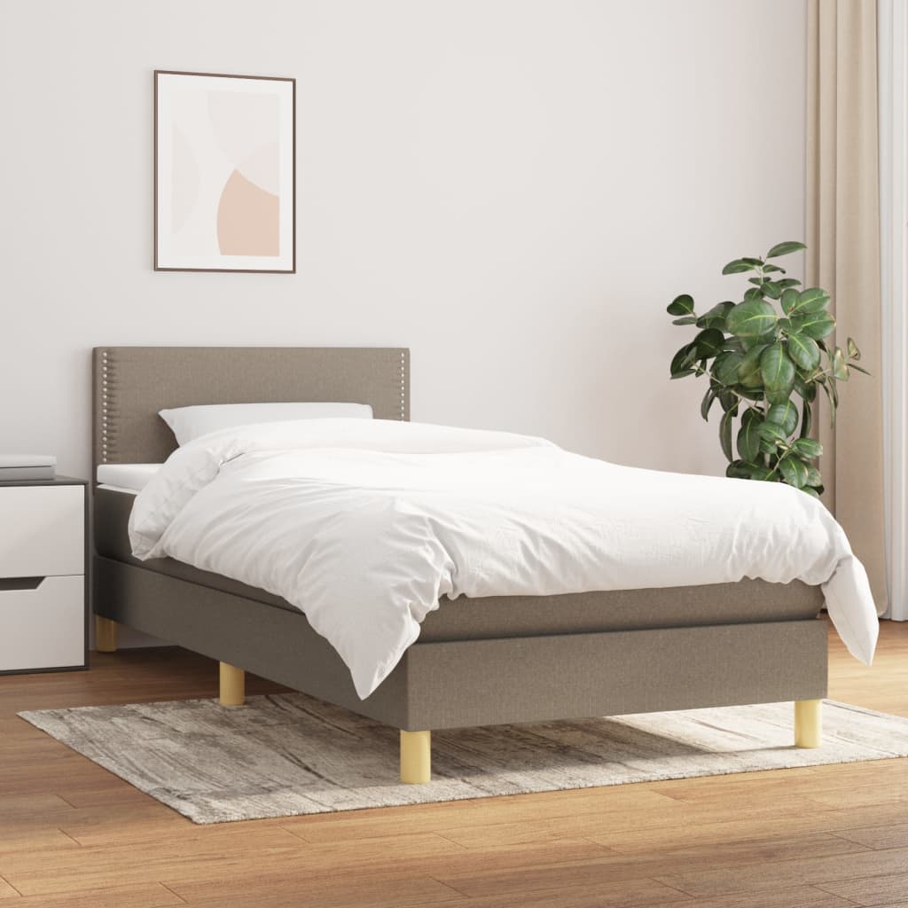 vidaXL Boxspringbett mit Matratze Taupe 90x190 cm Stoff