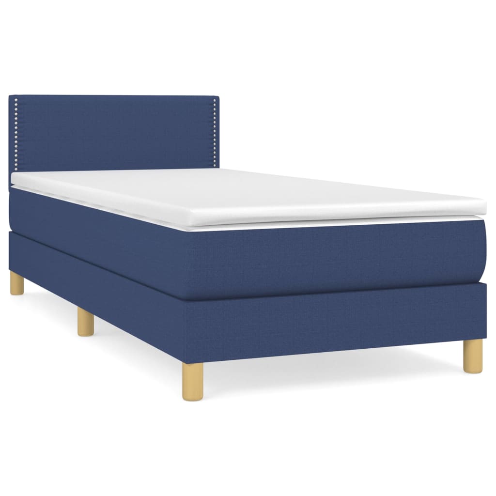 vidaXL Posteľný rám boxspring s matracom modrý 90x190 cm látka