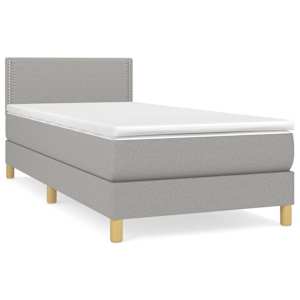 Box spring postel s matrací světle šedý 100 x 200 cm textil - obrázek 2