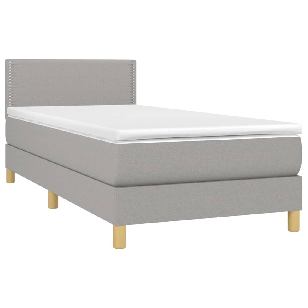 vidaXL Boxspring met matras stof lichtgrijs 100x200 cm afbeelding