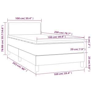 Box spring postel s matrací tmavě šedá 100 x 200 cm textil - obrázek 7