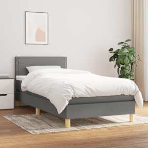 Box spring postel s matrací tmavě šedá 100 x 200 cm textil - obrázek 1