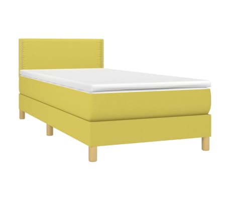 vidaXL Pat box spring cu saltea, verde, 100x200 cm, textil