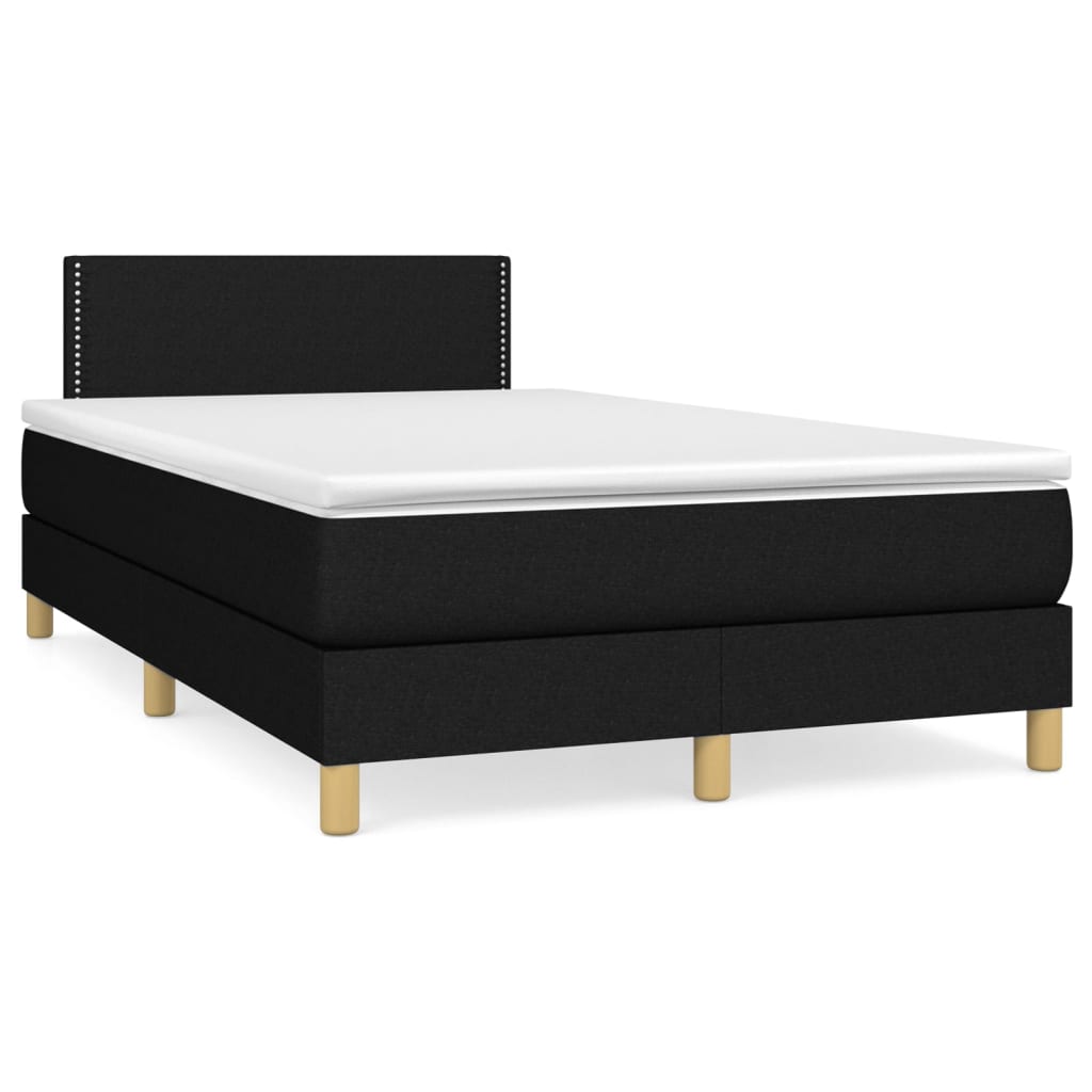 Fekete szövet rugós ágy matraccal 120 x 200 cm 