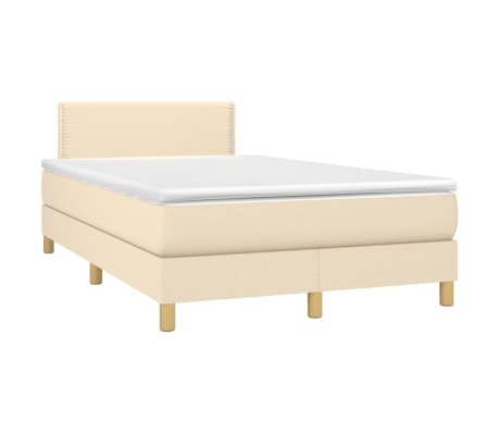 vidaXL Boxspring met matras stof cr&egrave;mekleurig 120x200 cm