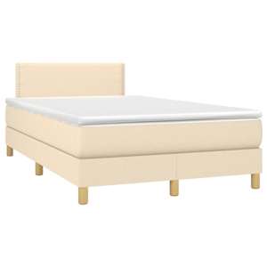vidaXL Boxspring met matras stof cr&egrave;mekleurig 120x200 cm