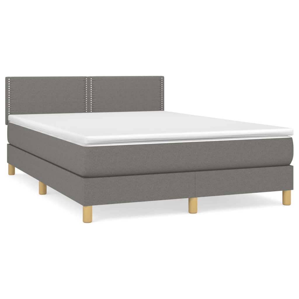 Thumbnail - vidaXL Boxspringbett mit Matratze Dunkelgrau 140x190 cm Stoff