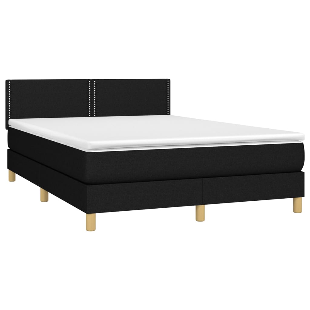 vidaXL Boxspring met matras stof zwart 140x190 cm afbeelding