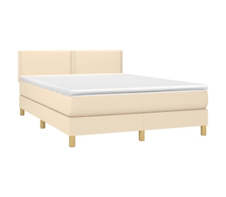vidaXL kontinentaalvoodi madratsiga, kreemjas, 140x190 cm, kangas