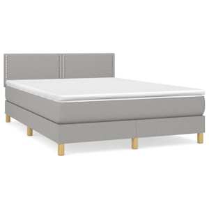 Box spring postelja z vzmetnico svetlo siva 140x200 cm blago - slika 2