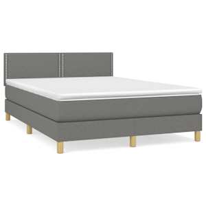 Box spring postelja z vzmetnico temno siva 140x200 cm blago - slika 2
