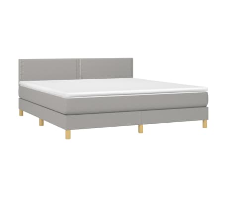 vidaXL Boxspringbett mit Matratze Hellgrau 160x200 cm Stoff