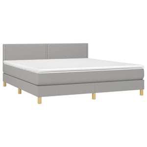 vidaXL Boxspringbett mit Matratze Hellgrau 160x200 cm Stoff