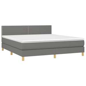 Box spring postelja z vzmetnico temno siva 160x200 cm blago - slika 3
