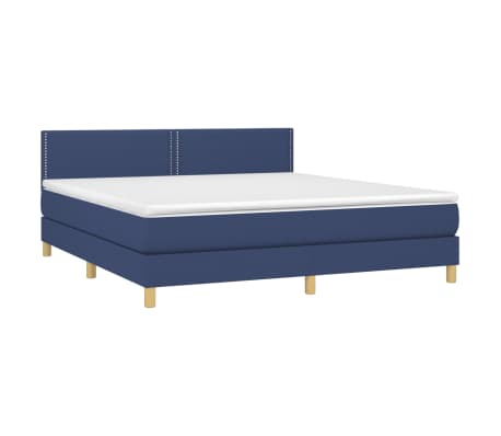 vidaXL Boxspringbett mit Matratze Blau 160x200 cm Stoff