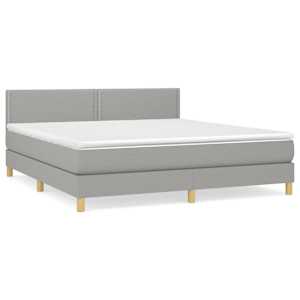 Box spring postel s matrací světle šedá 180 x 200 cm textil - obrázek 2