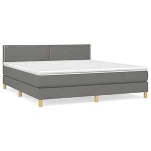 Box spring postel s matrací tmavě šedá 180x200 cm textil - obrázek 2