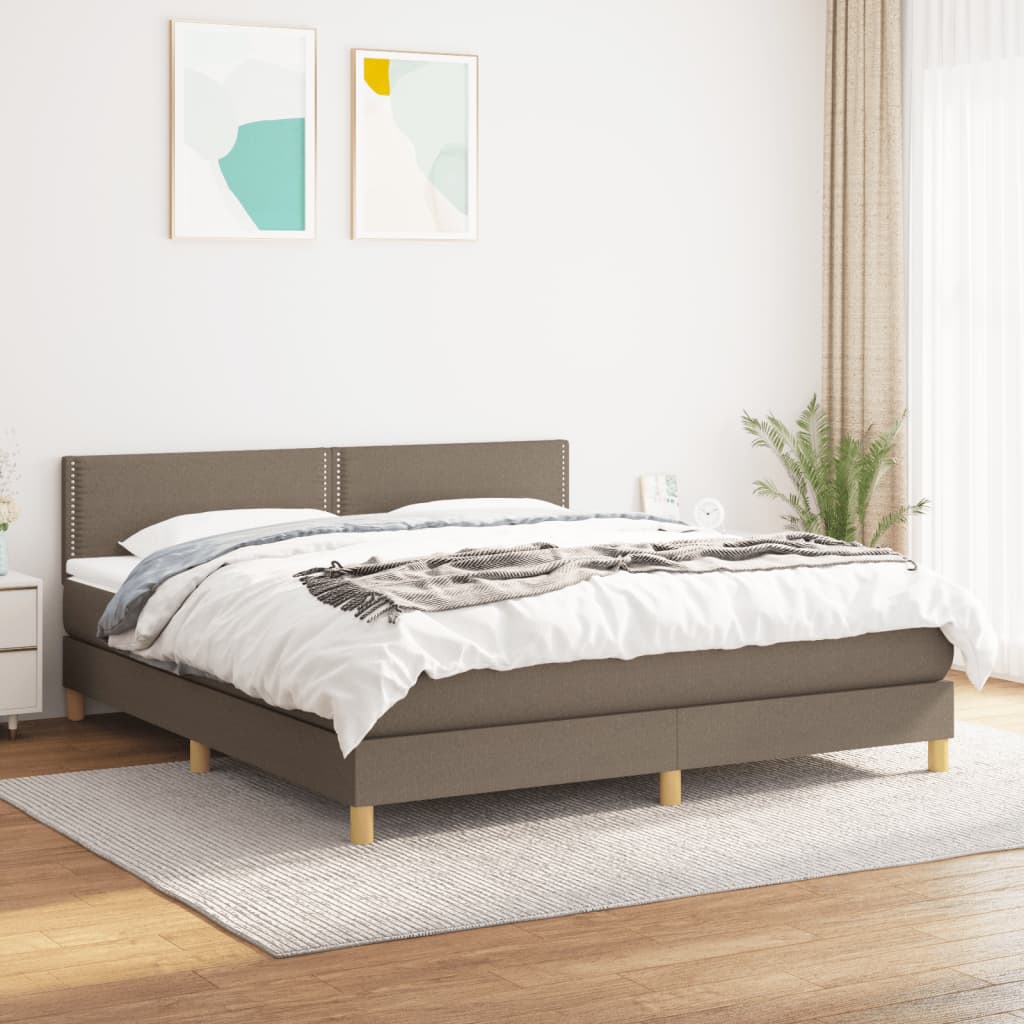 Boxspringbett mit Matratze Taupe 180×200 cm Stoff