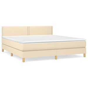 Box spring postel s matrací krémová 180x200 cm textil - obrázek 2