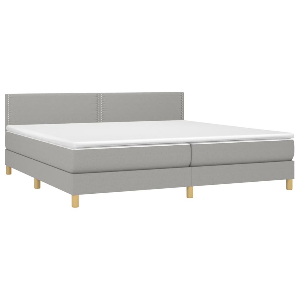 vidaXL Boxspring met matras stof lichtgrijs 200x200 cm afbeelding