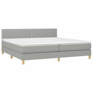 Box spring postelja z vzmetnico svetlo siva 200x200 cm blago - slika 3