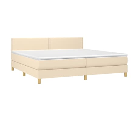 vidaXL Boxspring met matras stof cr&egrave;mekleurig 200x200 cm