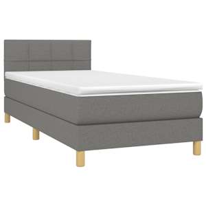 Box spring postel s matrací tmavě šedá 80 x 200 cm textil - obrázek 3