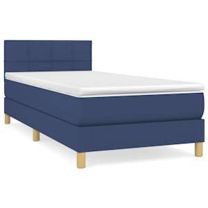 Box spring postel s matrací modrá 80x200 cm textil - obrázek 2