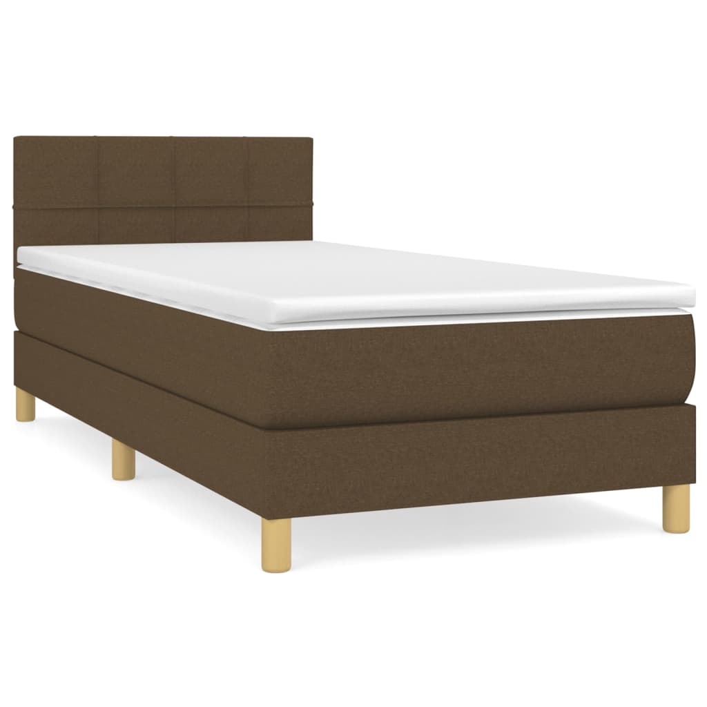 vidaXL Box spring postel s matrací tmavě hnědá 90x190 cm textil