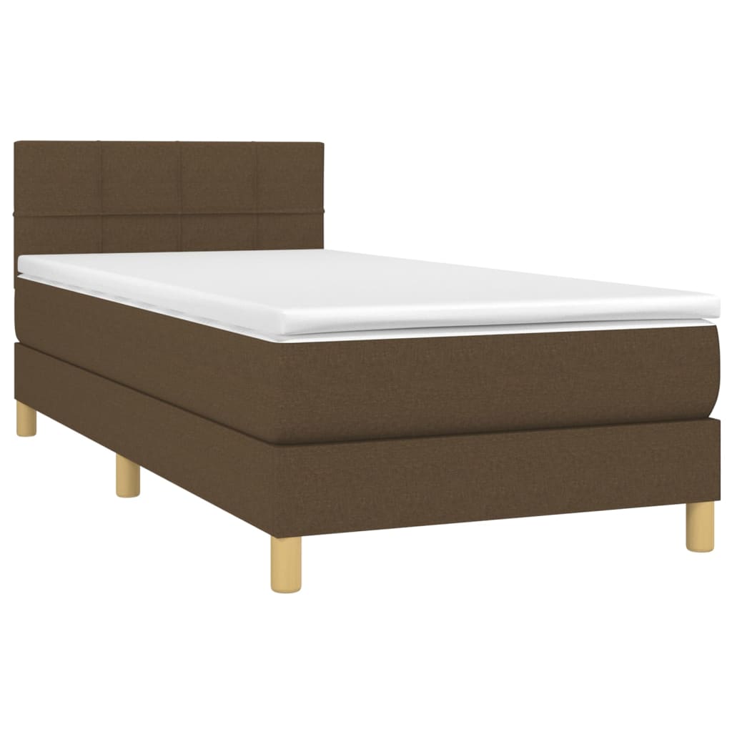 vidaXL Boxspring met matras stof donkerbruin 90x190 cm afbeelding