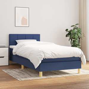 Box spring postel s matrací modrá 90x190 cm textil - obrázek 1