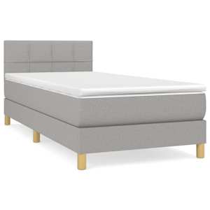 Box spring postel s matrací světle šedý 100 x 200 cm textil - obrázek 2