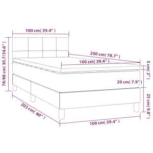 Box spring postelja z vzmetnico temno siva 100x200 cm blago - slika 7
