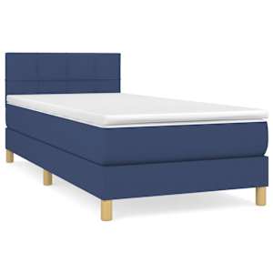 Box spring postel s matrací modrá 100 x 200 cm textil - obrázek 2