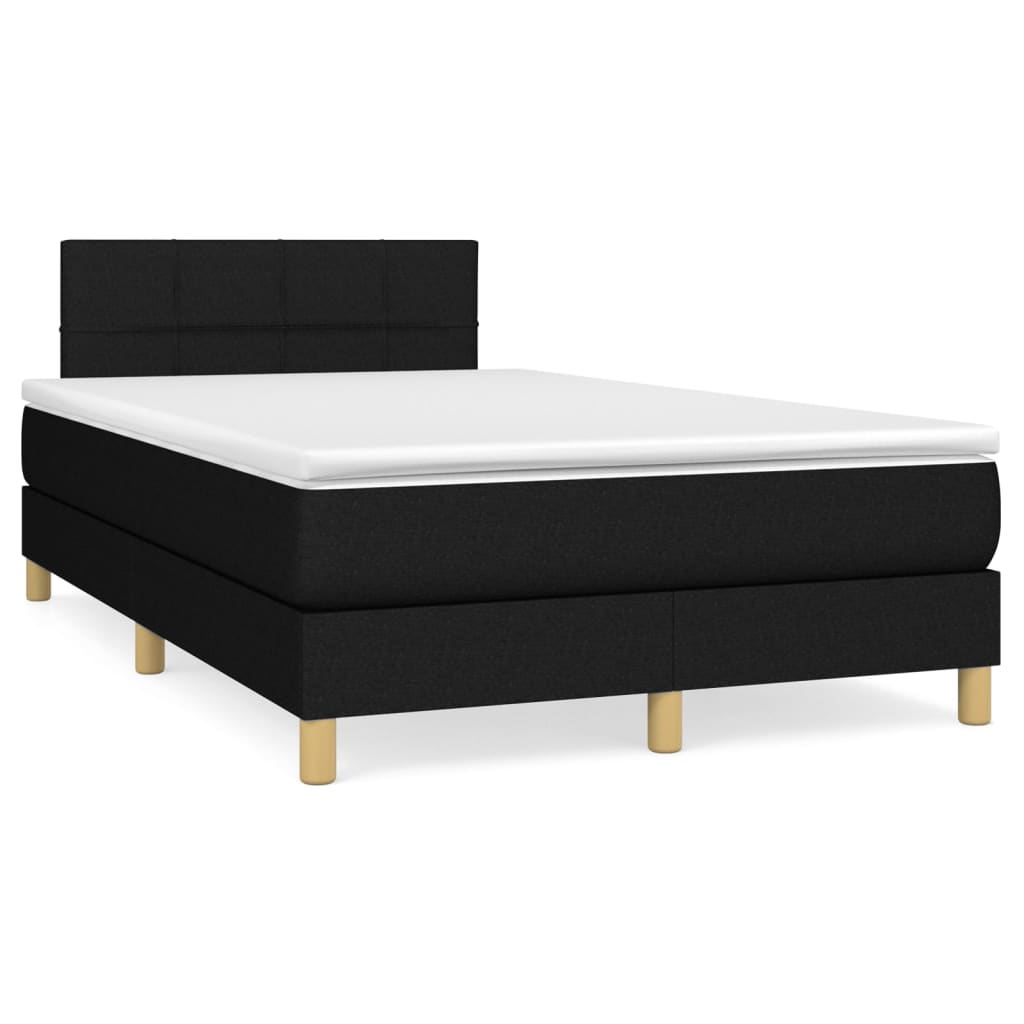 Fekete szövet rugós ágy matraccal 120 x 200 cm 