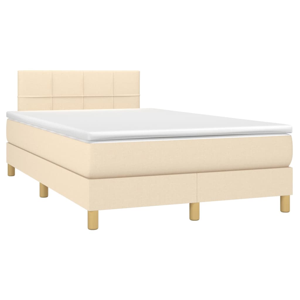 vidaXL Boxspring met matras stof crèmekleurig 120x200 cm afbeelding