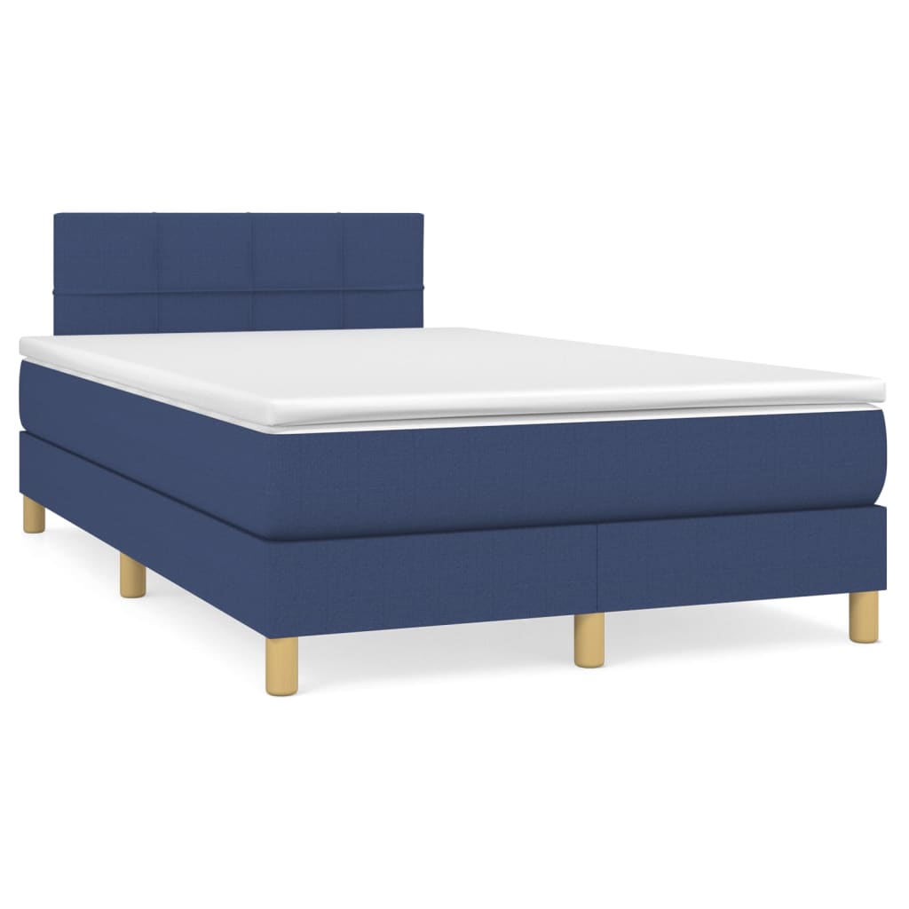 vidaXL Boxspring met matras stof blauw 120x200 cm